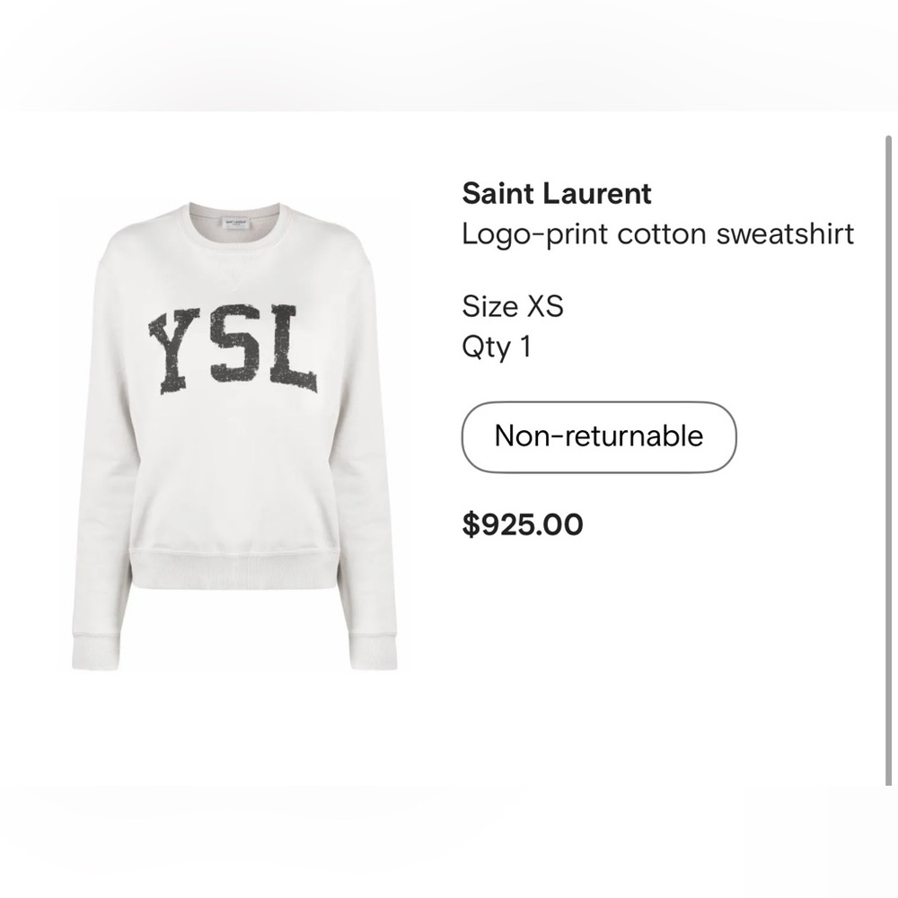 Saint Laurent Light Beige Logo Sweater size XS - Picture 2 of 4